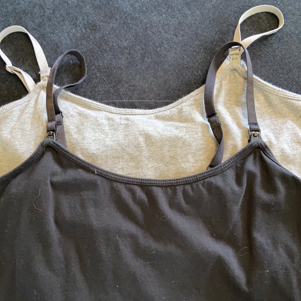 Motherhood Maternity Tank Top Bundle Lot Grey Nursing Shirts
